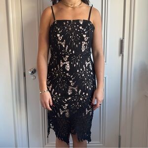 Aqua Black sleeveless Lace Midi Dress size medium
